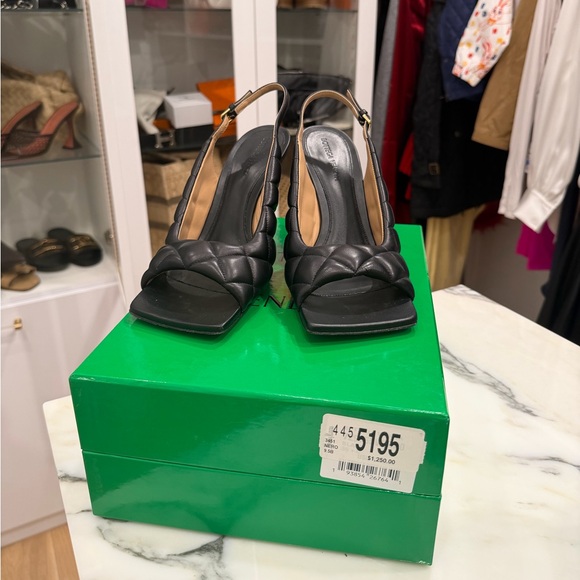 Bottega Veneta Black Quilted Leather Slingback Heels